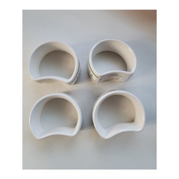 NEW Spode 22K Christmas Napkin Rings Set of 4 Holiday Decor White Green - Picture 5 of 9